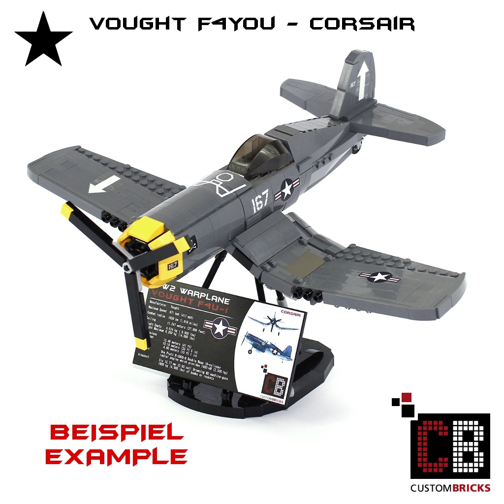 CUSTOMBRICKS CUSTOM WW2 Warplane Stand with Sticker of LEGO bricks